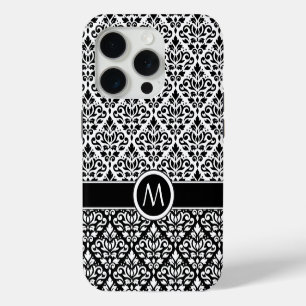 Coque iPhone 15 Pro Bande BW 2Part Ptn Damask (Personnalisée)