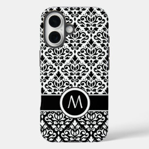Coques iPhone 16 Bande BW 2Part Ptn Damask (Personnalisée)