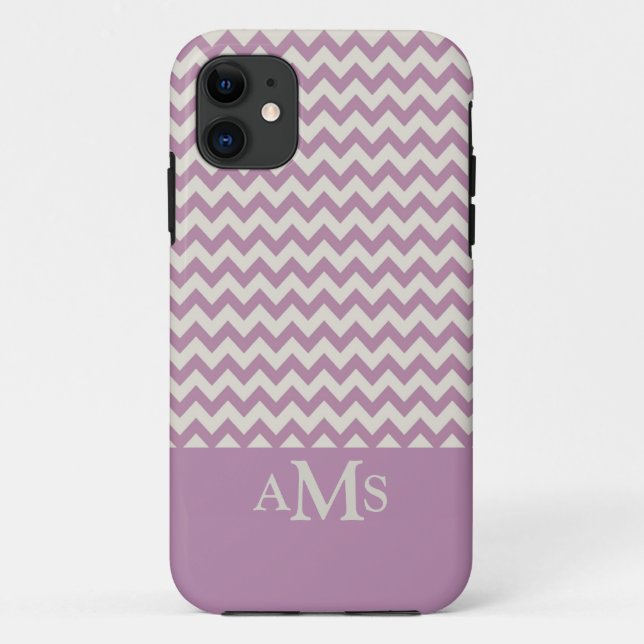 Coques Case-Mate iPhone Bande de Chevron pourpre 3 monogrammes (Dos)