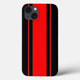 iPhone 13 Coque Bande de course noire et rouge