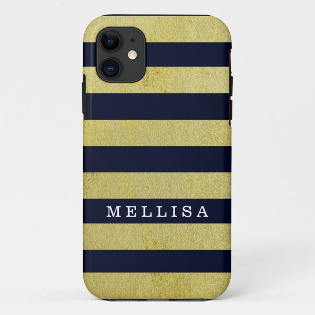 Coques Case-Mate iPhone Bande d'or personnalisée de la Marine moderne (Dos)