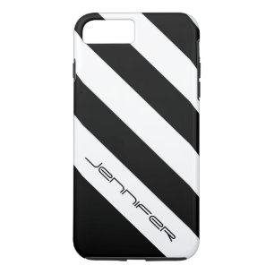 Coque iPhone 7 Plus Bande noire et blanche, Minimaliste, Nom,