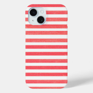 Coque Pour iPhone 15 Bande rouge et blanche