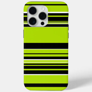 Coque iPhone 15 Pro Max Bandes complexes - Vert citron