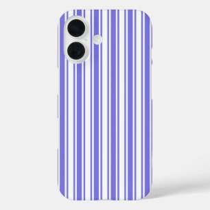 Coques iPhone 16 Bandes de bonbons bleu et blanc