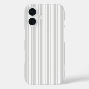 Coques iPhone 16 Bandes de bonbons gris clair et blanc