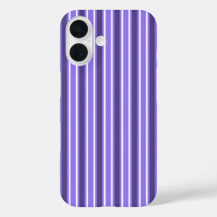 Coques iPhone 16 Bandes de bonbons violettes et blanches