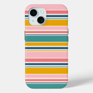 Coque Pour iPhone 15 Bandes de couleurs à thème de plage