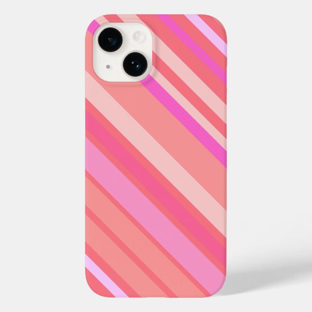 Coques Case-Mate iPhone Bandes diagonales roses modernes mignonnes (Verso)