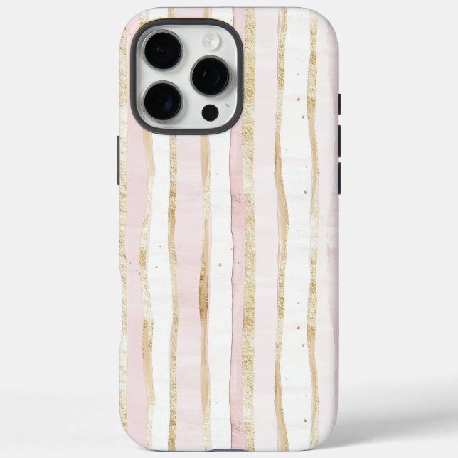 Coques Case-Mate iPhone Bandes dorées roses blanches (Verso)