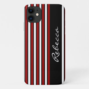 Case-Mate iPhone Case Bandes élégantes rouge blanc et noir