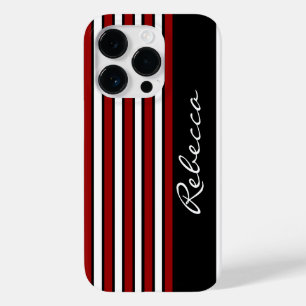 Coques Pour iPhone Bandes élégantes rouge blanc et noir