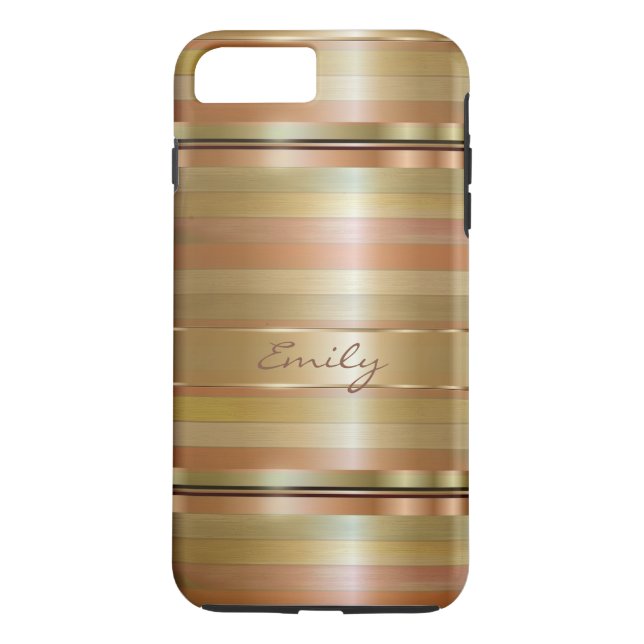 Coques Case-Mate iPhone Bandes En Cuivre Et En Or Métallique (Dos)