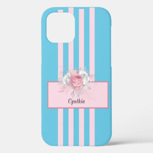 Case-Mate iPhone Case Bandes et fleurs turquoise et rose