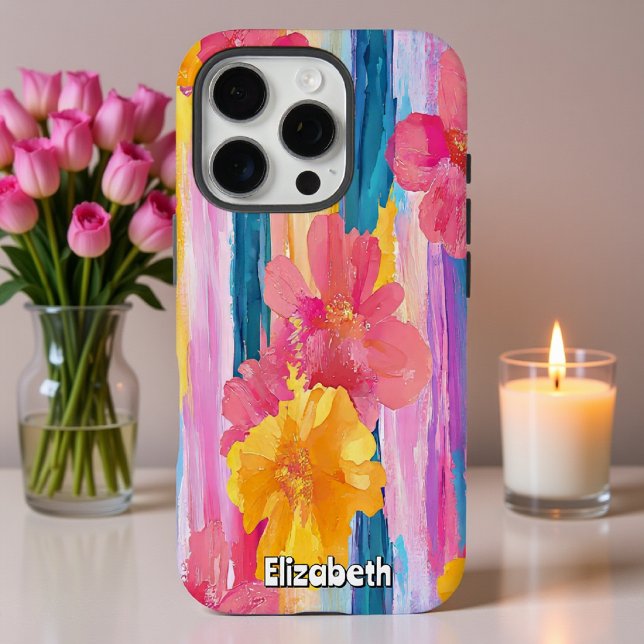 Coques Case-Mate iPhone Bandes florales vibrantes (Créateur téléchargé)