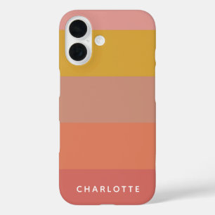 Coques iPhone 16 Bandes géométriques chaudes orange et jaune Nom
