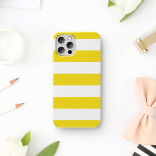 Case-Mate iPhone Case Bandes Jaunes, Blancs, Motif rayé