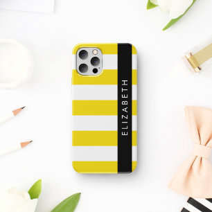 Case-Mate iPhone Case Bandes Jaunes, Motif Gratté, Lignes, Votre Nom