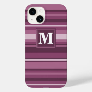 Coque Pour iPhone 14 Bandes mauve monogrammes