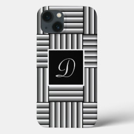 Case-Mate iPhone Case Bandes modernes en noir, blanc et gris - Monogramm