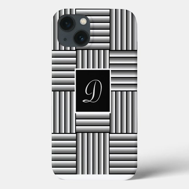 Coques Case-Mate iPhone Bandes modernes en noir, blanc et gris - Monogramm (Verso)