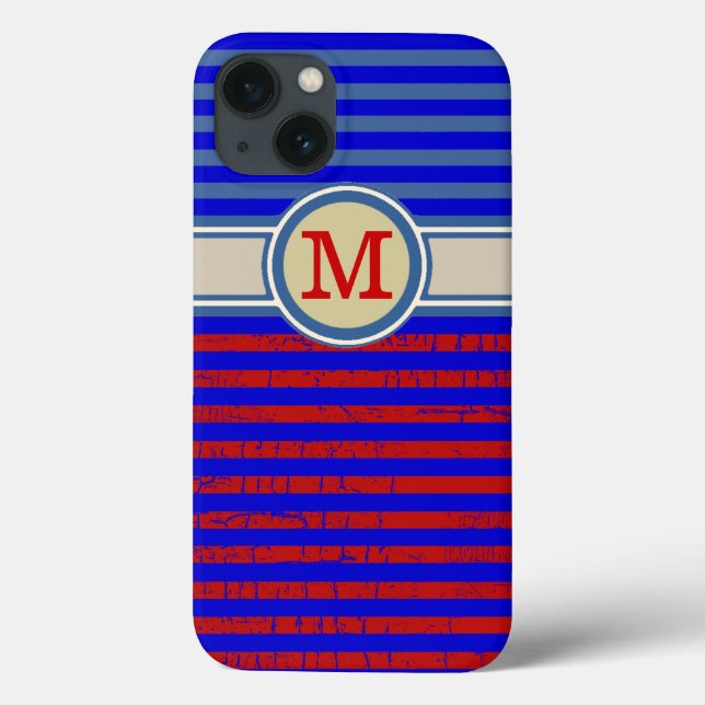 Coques Case-Mate iPhone bandes monogrammées rouges (Verso)