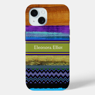 Coque Pour iPhone 15 Bandes multicolores personnalisées