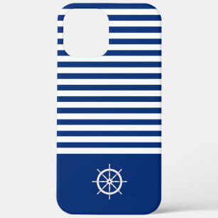 Case-Mate iPhone Case Bandes Nautiques+Navires Roue Bleu+Blanc