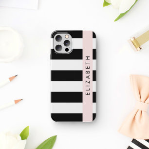 Case-Mate iPhone Case Bandes noires et blanches, Gravées, Lignes, Votre 