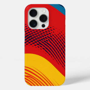 Coque iPhone 15 Pro Bandes ondulées en couleurs primaires avec texture