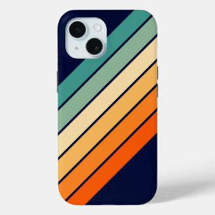 Coque Pour iPhone 15 Bandes rétro Colorée les années 70 80s Design