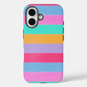Coques iPhone 16 Bandes Rétro Colorées Vibrantes