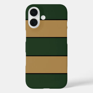 Coques iPhone 16 Bandes Vertes Et Dorées Classiques De Noël