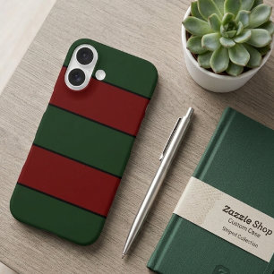 Coques iPhone 16 Bandes vertes et rouges de Noël classiques