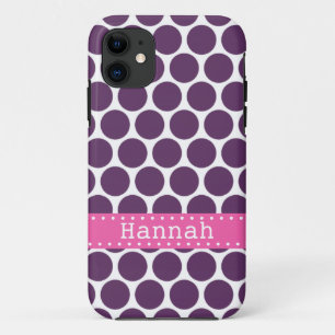 Coque iPhone 11 Bannière rose-chaud foncé Polka Motif