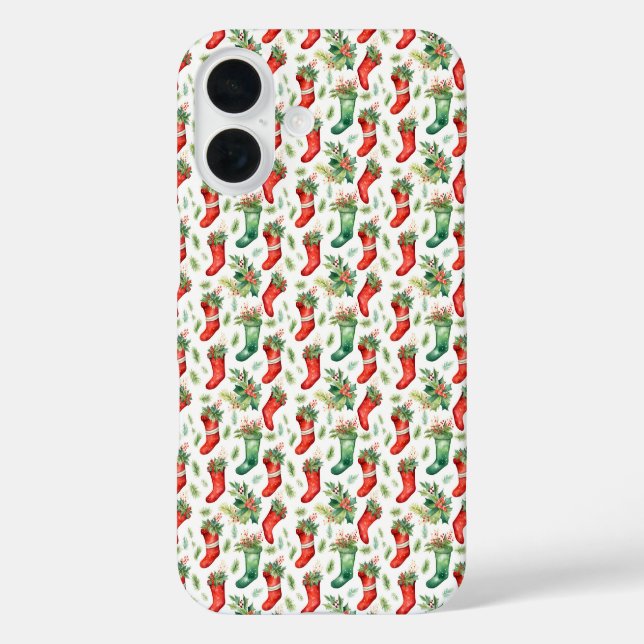Coques Case-Mate iPhone Bas de Noël verts et rouges (Verso)