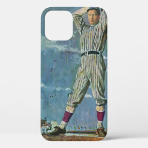Coque iPhone 12 Base-ball sportif vintage, lanceur dans un match d