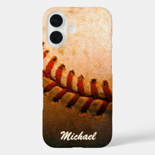 Coques iPhone 16 Baseball Artework Votre nom Personnalisé