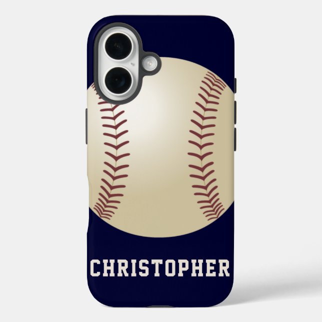 Coques Case-Mate iPhone Baseball, Blue, Nom, (Verso)