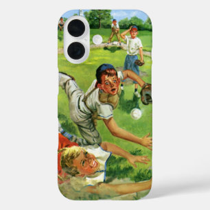 Coques iPhone 16 Baseball de sport vintage, équipes d'enfants jouan