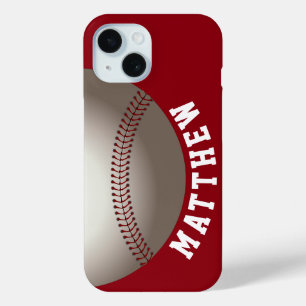 Coque Pour iPhone 15 Baseball Nom Moderne Rouge