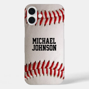 Coques iPhone 16 Plus Baseball Softball Couture Texte Personnalisé