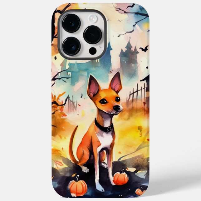 Coques Case-Mate iPhone Basenji D'Halloween Avec Peur Citrouille (Verso)