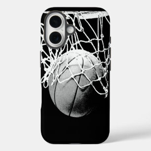 Coques iPhone 16 Basket-ball noir blanc