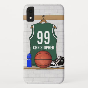 Coque Pour iPhone XR Basket-ball vert et blanc personnalisé Jersey