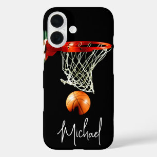 Coques iPhone 16 Basketball Remplacez par votre nom