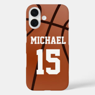 Coques iPhone 16 Basketball Votre nom Personnalisable