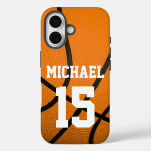 Coques iPhone 16 Basketball Votre nom Personnalisable