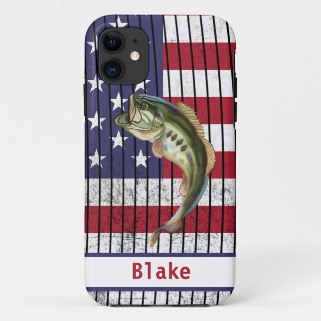 Coques Case-Mate iPhone Bass Fishing USA Nom du drapeau (Dos)