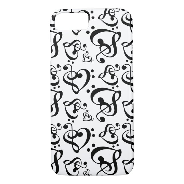 Coques Case-Mate iPhone Bass Treble Clef Hearts Music Notes Motif (Dos)